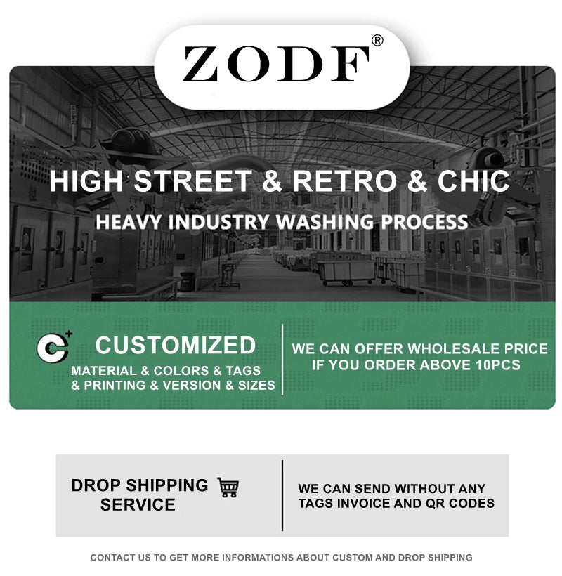 ZODF New Spring Summer Washed Cotton Solid T Shirts For Men Unisex High Street Loose Edge Oversized Noshrink T-Shirt Tee HY0465