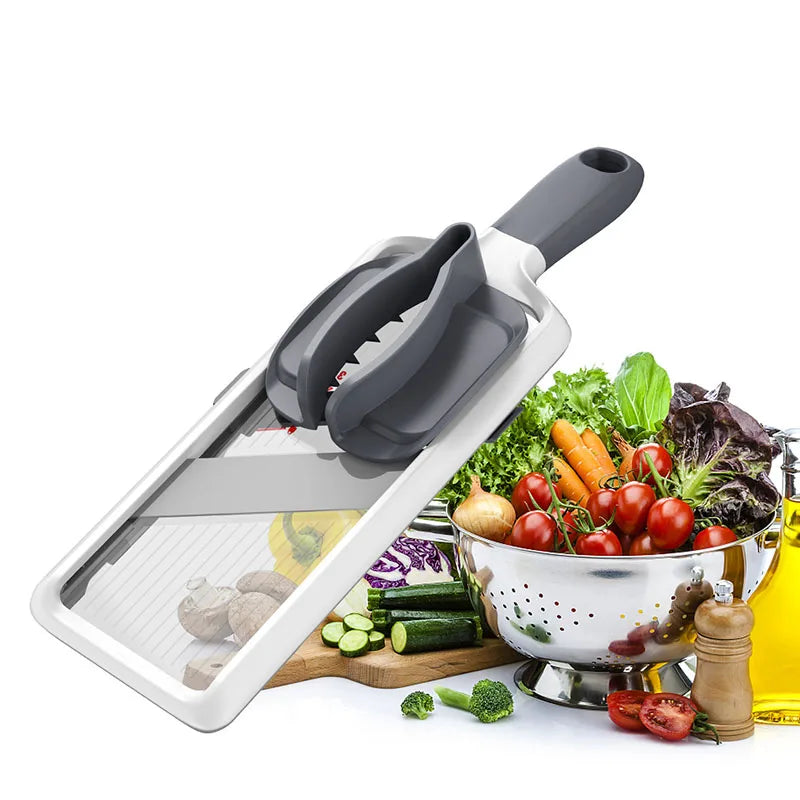 Multi Handheld Mandoline Slicer with Adjustable Stainless Steel Blade Kitchen Veggie Chopper Cheese Grater