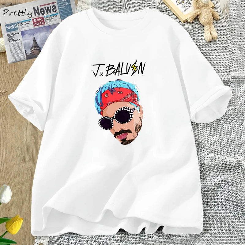 J Balvin T Shirts Women Men Singer Music Tee Shirt Summer Oversized Women's Cotton T-shirt Unisex Streetwear Womans Clothing