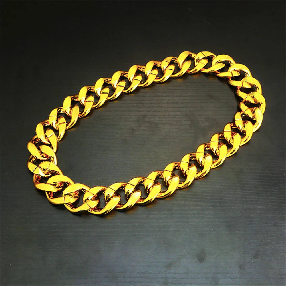 Hip Hop Gold Color Big Acrylic Chunky Chain Necklace For Men Punk Oversized Large Plastic Link Chain Men's Jewelry