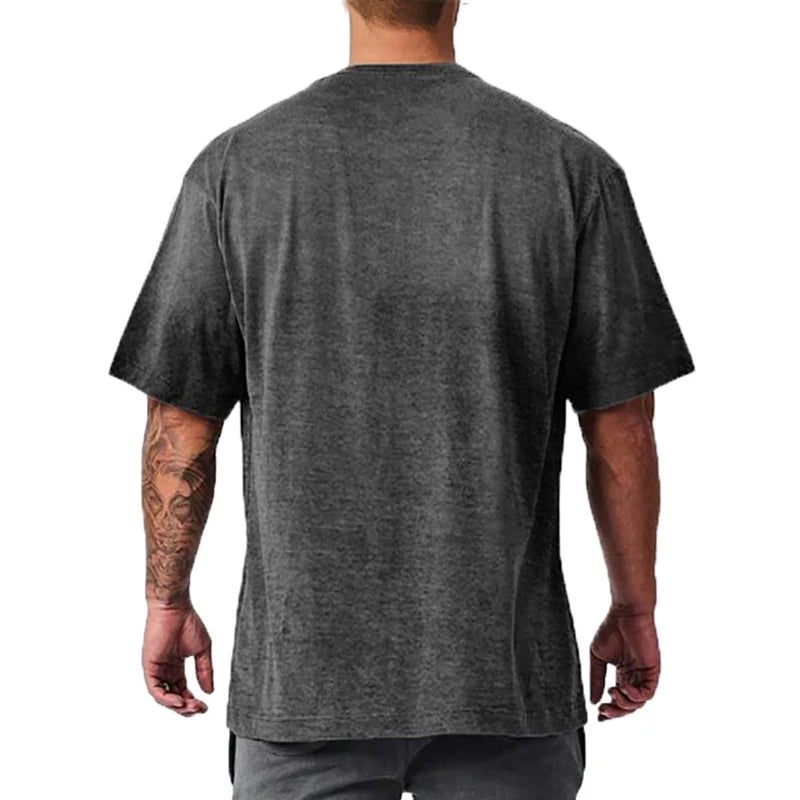 Personalized Cross Print Mens Fitness T-shirts Oversized Loose Short Sleeve Cotton Breathable Shirt Gym Bodybuilding Muscle Tops